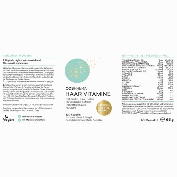 VITAMIINID JUUSTELE Cosphera 120tk (2 kuu kogus) (KLIENTIDE LEMMIK)